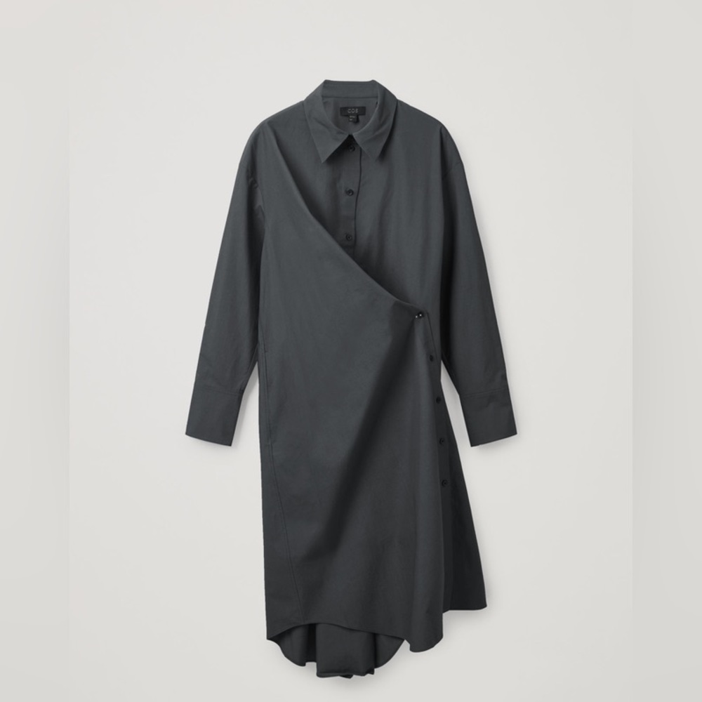 NWT Cos Wrap Shirt Dress Grey sz 6